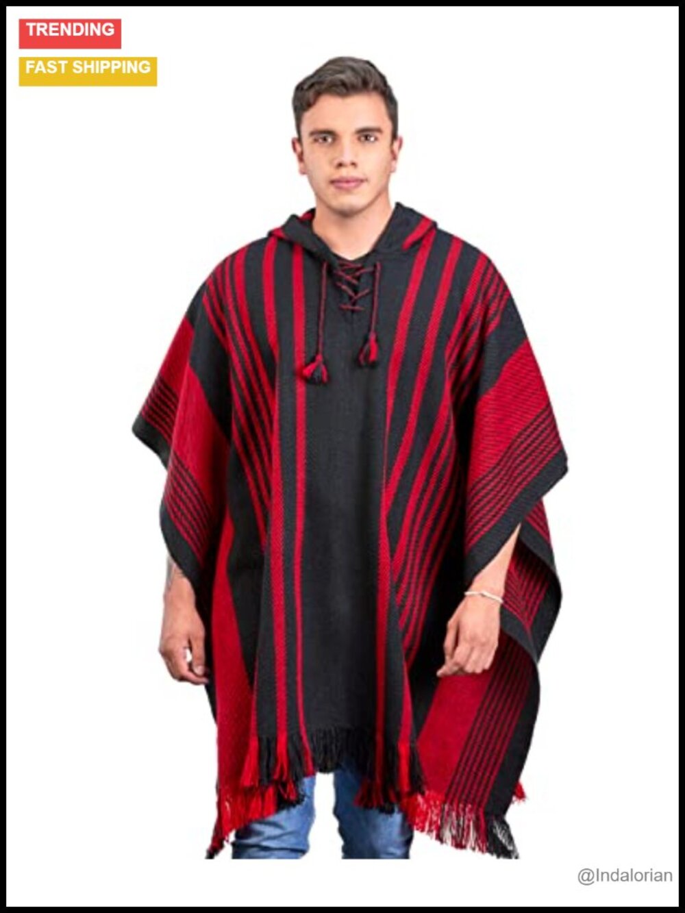 Handmade Alpaca Poncho Cape Coat Men's Warm Winter Weave